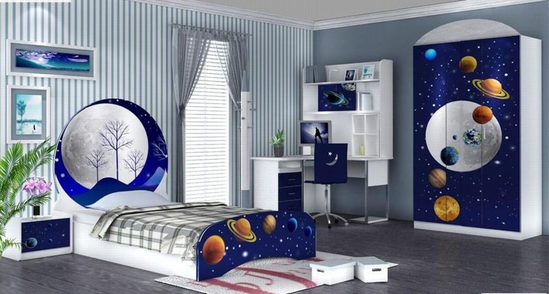 phong cách thiết kế phòng ngủ hiện đại theo kiểu khoa học viễn tưởng, giúp bé tưởng tượng phong phú