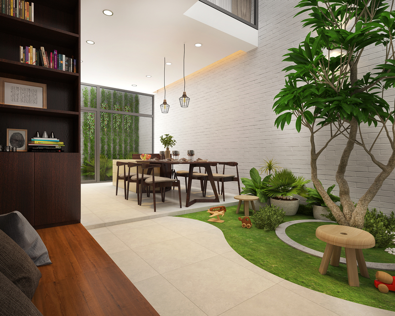 Mang không gian xanh vào nhà giúp không khí ngôi nhà trong lành và thoải mái