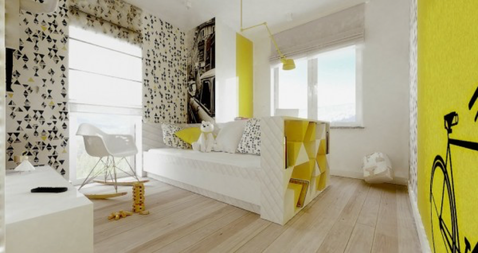 Xu hướng thiết kế nội thất theo phong cách hình học là sự phối hợp ăn ý từ thảm trải sàn tới tường cũng như vật dụng trong phòng.