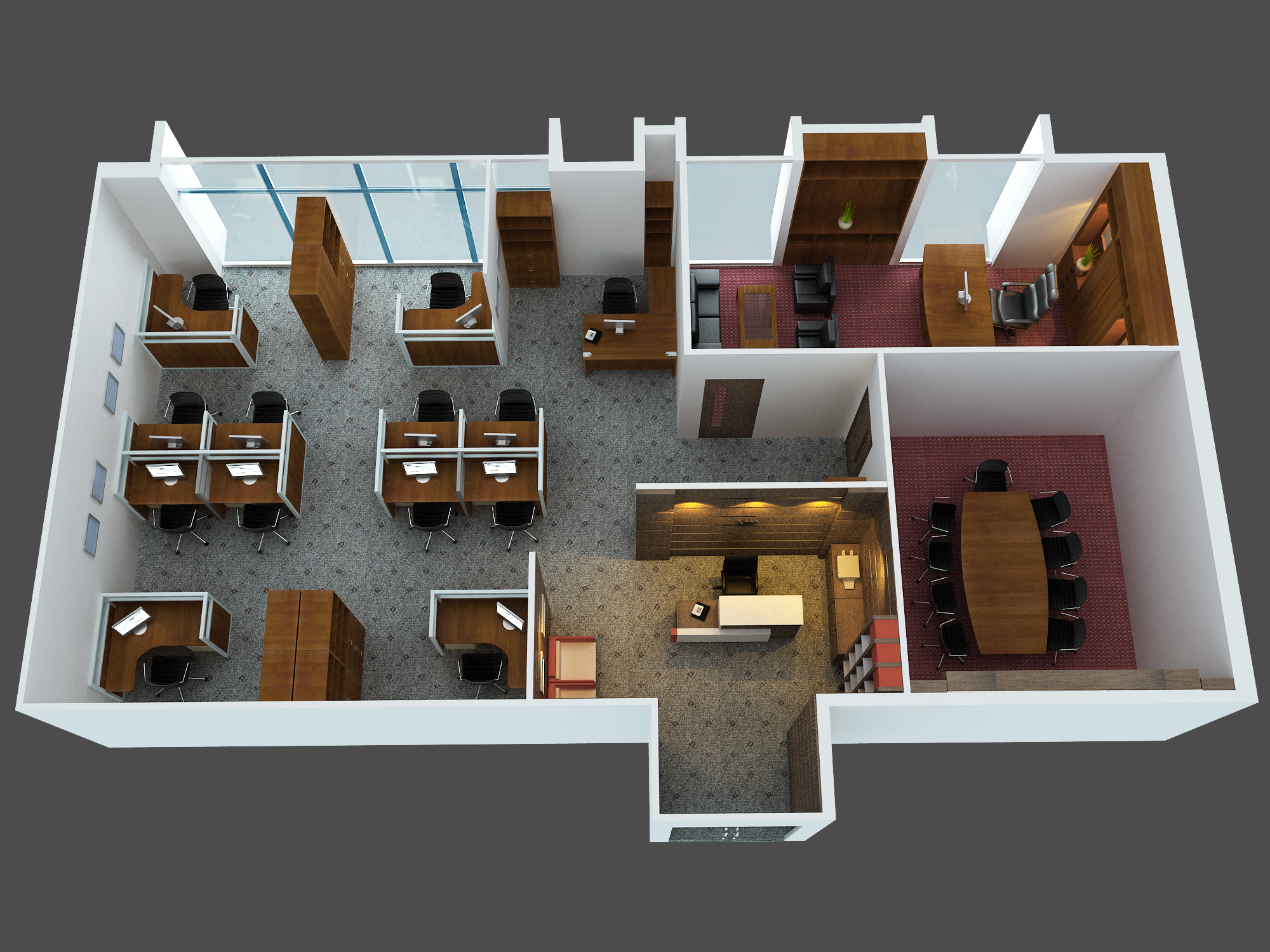 Phối cảnh 3D giúp khách hàng thấy được tổng quát văn phòng của mình
